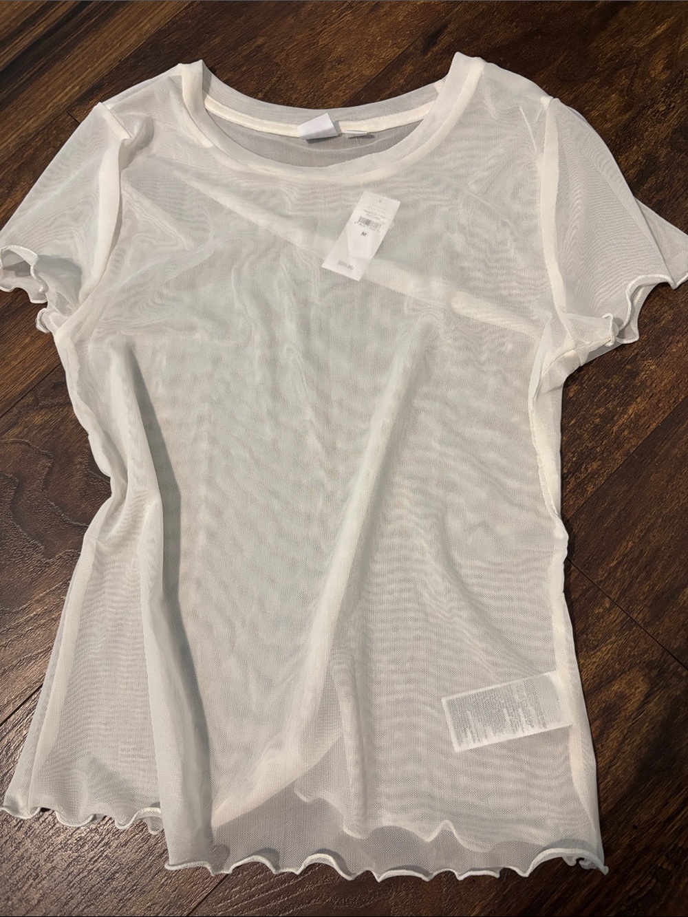 GAP Sheer White Short Sleeve Mesh Top - Lightweight Layering Tee
